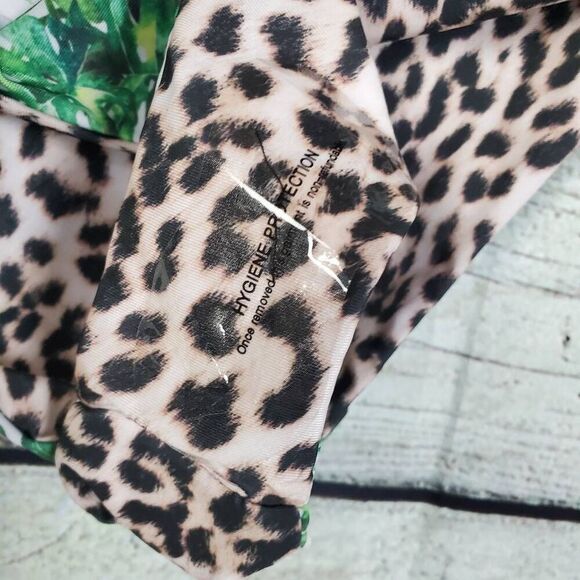 Boohoo Plus Bandeau Swimsuit Bottom Leaf Print Leopard Trim Size 18 NWT - Picture 2 of 7